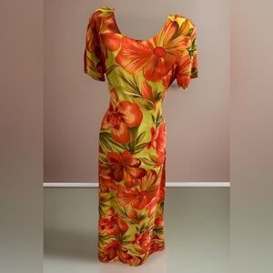Vintage Connie Choi Dress Women's Tropical Floral Size Small Made In USA NEW